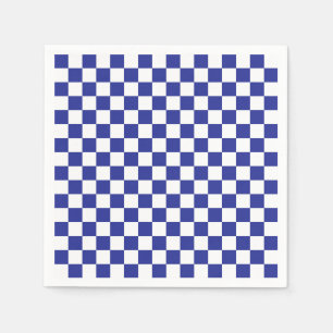 Serviette En Papier à damiers bleu et blanc
