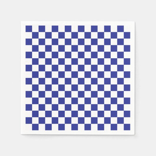 Serviette En Papier à damiers bleu et blanc (Devant)