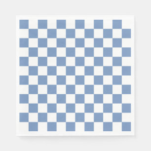 Serviette En Papier à damiers bleu/gris et blanc