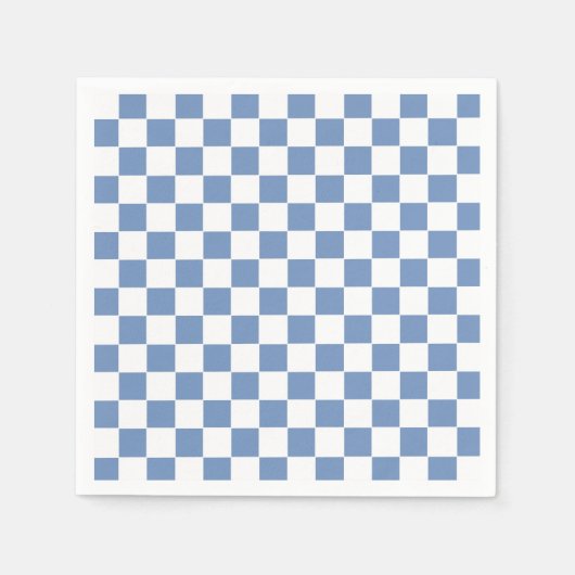 Serviette En Papier à damiers bleu/gris et blanc (Devant)