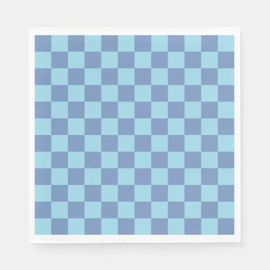 Serviette En Papier à damiers bleu/gris et bleu pastel (Devant)