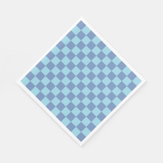 Serviette En Papier à damiers bleu/gris et bleu pastel (Coin)