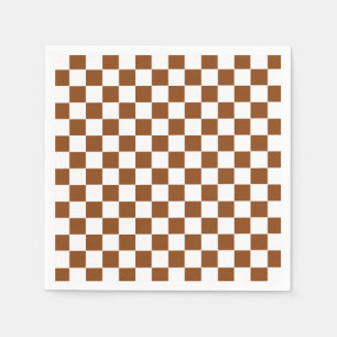 Serviette En Papier à damiers Brown et blanc