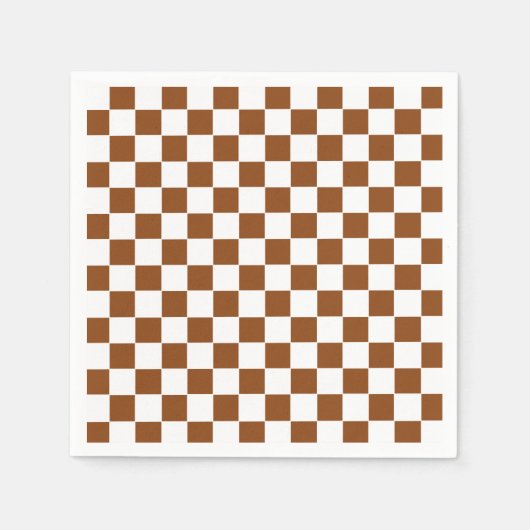 Serviette En Papier à damiers Brown et blanc (Devant)