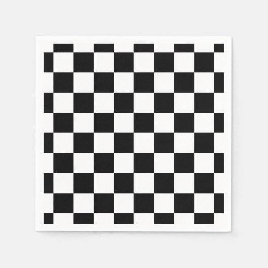 Serviette En Papier à damiers carré noir et blanc (Devant)