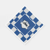 Serviette En Papier À damiers et moto bleu et gris (Coin)