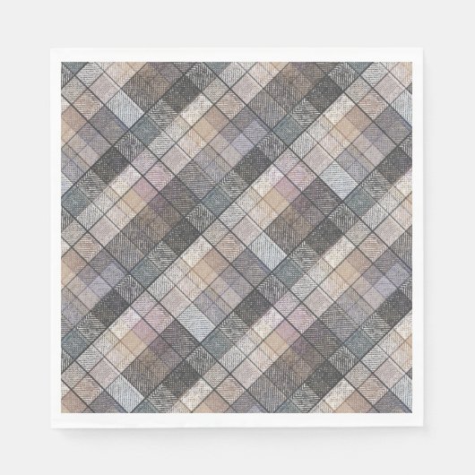 Serviette En Papier à damiers gris. (Devant)