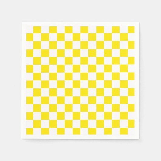Serviette En Papier à damiers jaune et blanc (Devant)