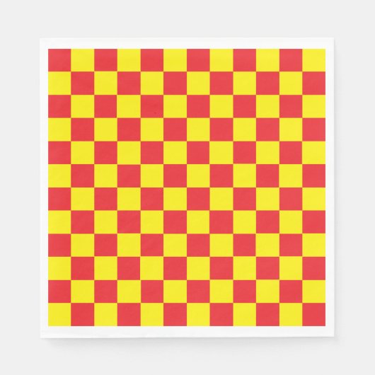 Serviette En Papier à damiers jaune et rouge (Devant)