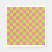 Serviette En Papier à damiers Lime vert et rose (Devant)