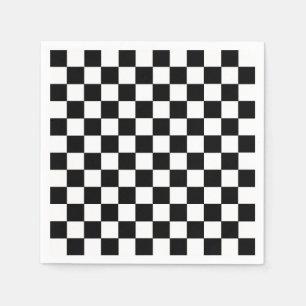 Serviette En Papier à damiers noir et blanc