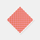 Serviette En Papier à damiers orange et rose (Coin)