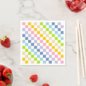 Serviette En Papier à damiers Pastel Rainbow (En situation)