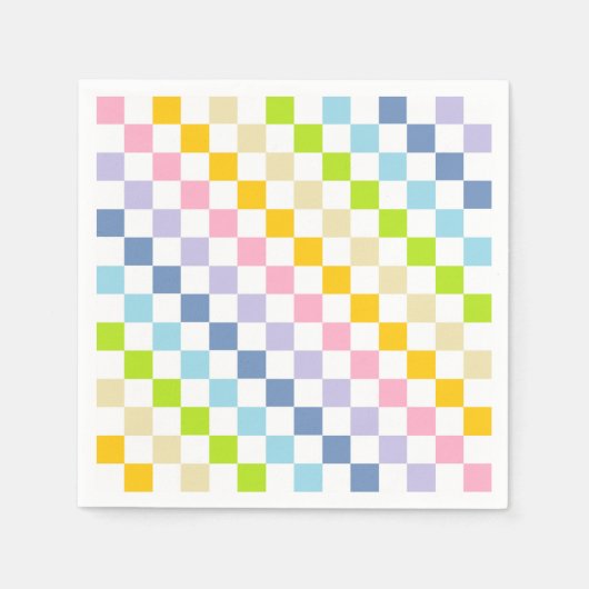 Serviette En Papier à damiers Pastel Rainbow (Devant)