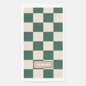 Serviette En Papier À damiers personnalisé vert et rose (Devant)