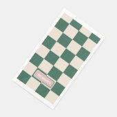 Serviette En Papier À damiers personnalisé vert et rose (Coin)