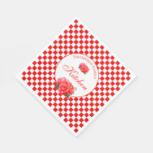 Serviette En Papier À damiers rétro rouge et blanc (Coin)