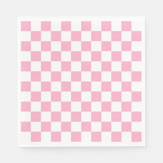 Serviette En Papier à damiers rose et blanc (Devant)