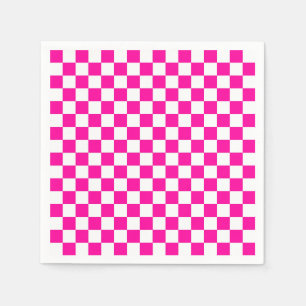 Serviette En Papier à damiers rose et blanc
