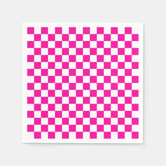 Serviette En Papier à damiers rose et blanc (Devant)