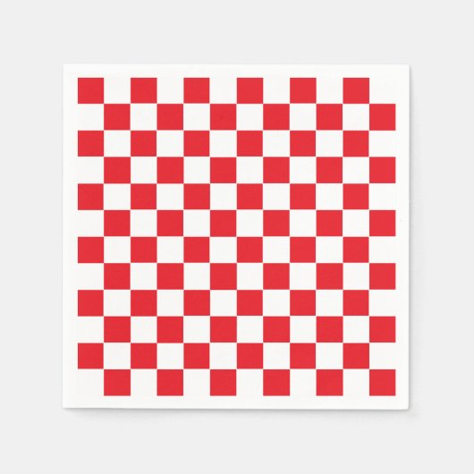 Serviette En Papier à damiers rouge et blanc (Devant)