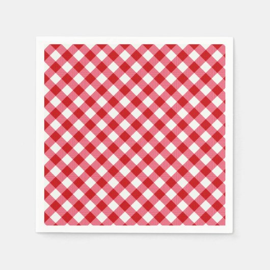 Serviette En Papier à damiers tartan plaid classique rouge blanc textu (Devant)
