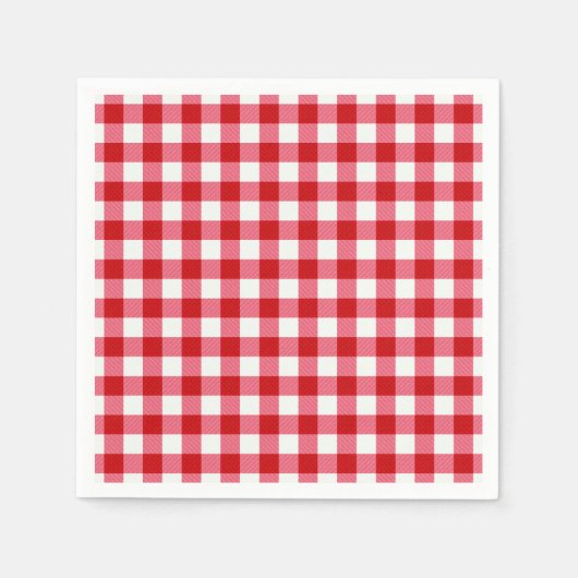 Serviette En Papier à damiers tartan plaid classique rouge blanc textu (Devant)