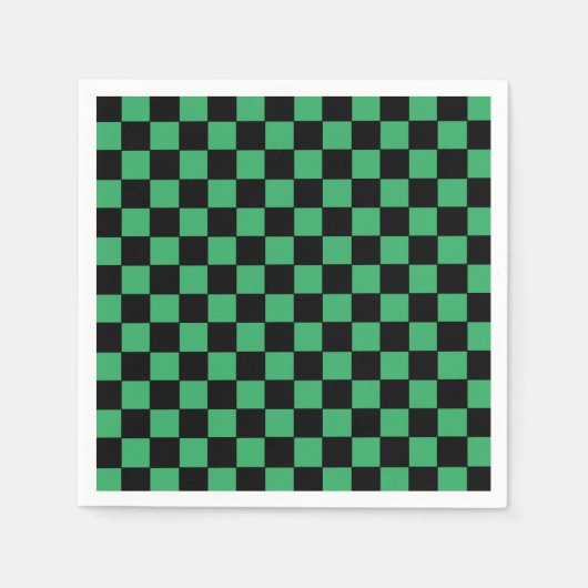 Serviette En Papier à damiers vert et noir (Devant)