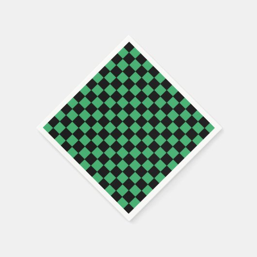 Serviette En Papier à damiers vert et noir (Coin)