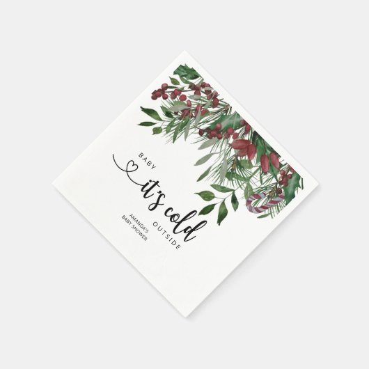 Serviette En Papier À feuillage persistant bébé il fait froid dehors (Coin)