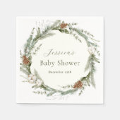 Serviette En Papier À feuillage persistant d'hiver et Baby shower de c (Devant)