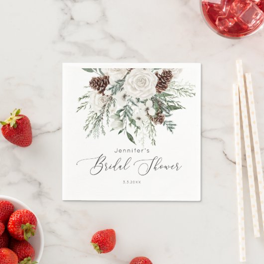 Serviette En Papier À feuillage persistant et élégante douche nuptiale (En situation)