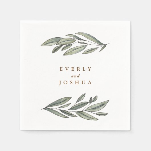 Serviette En Papier À feuillage persistant romantique (Devant)