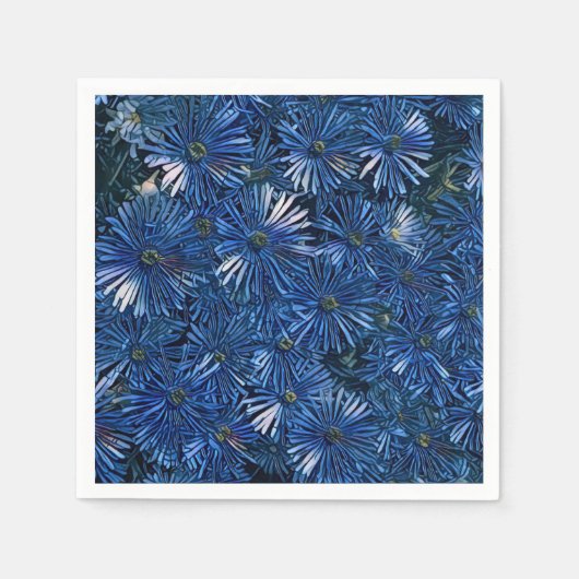 Serviette en papier à fleurs bleues stylisées (Devant)