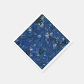 Serviette en papier à fleurs bleues stylisées (Coin)