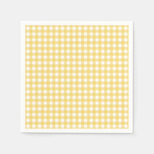 Serviette en papier à gingham jaune Lauren (Devant)