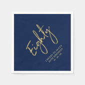 Serviette En Papier À la fête des 80 ans Gold & Navy (Devant)
