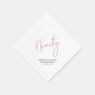 Serviette En Papier À la fête des 90 ans Rose Gold