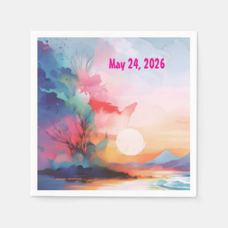Serviette En Papier À la Mer Bientôt Aquarelle Plage