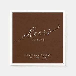 Serviette En Papier À l'amour Calligraphie Mariage Brun