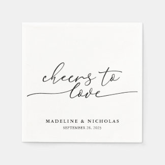 Serviette En Papier À l'amour en noir et blanc Mariage moderne