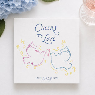 Serviette En Papier À l'amour, félicitations Illustrations fantaisiste