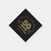 Serviette En Papier À l'approche du 50e anniversaire Noir et or (Coin)