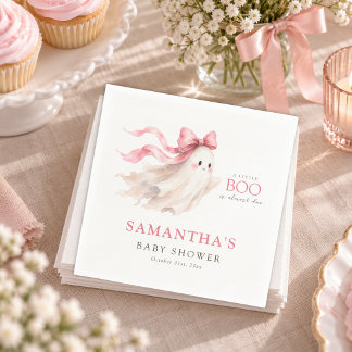 Serviette En Papier A Little Boo Pink Bow Halloween Baby Girl Shower