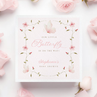 Serviette En Papier A Little Butterfly Baby Shower
