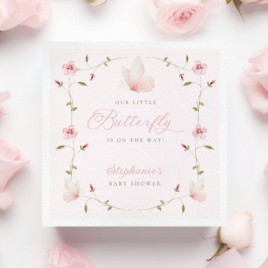 Serviette En Papier A Little Butterfly Baby Shower