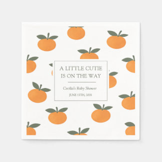 Serviette En Papier A Little Cutie Orange Gender Neutral Baby Shower