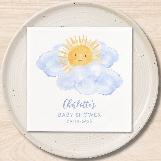 Serviette En Papier A Little Ray Of Sunshine Boy's Baby Shower