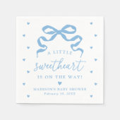 Serviette En Papier A Little Sweetheart Blue Bow Baby Shower (Devant)