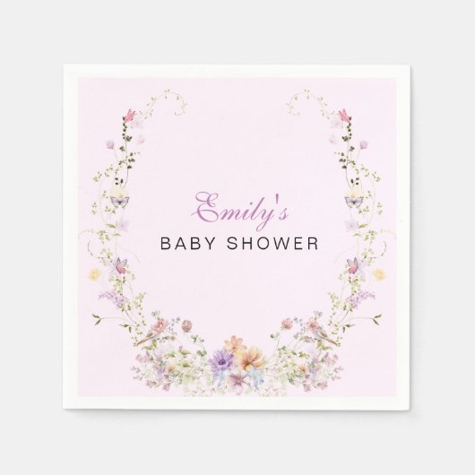 Serviette En Papier A Little Wildflower Baby Shower  (Devant)